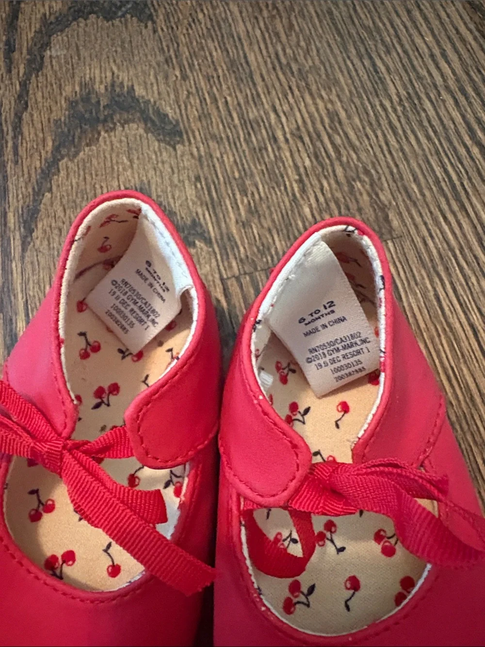 Janie and Jack Red Mary Jane Shoes with Cherry-Print Lining